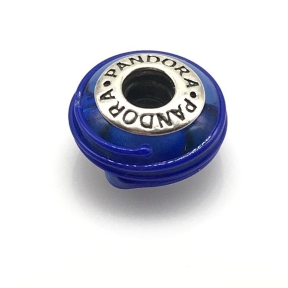 Pandora Blue Ribbon Murano Glass Rare Retired Bead Charm - Picture 1 of 4